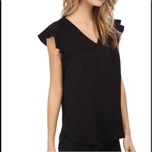 NWT Kate Spade Satin Crepe Flutter Sleeve Top